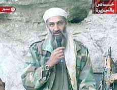 Osama ben Laden en el video difundido el 7 de octubre de 2001